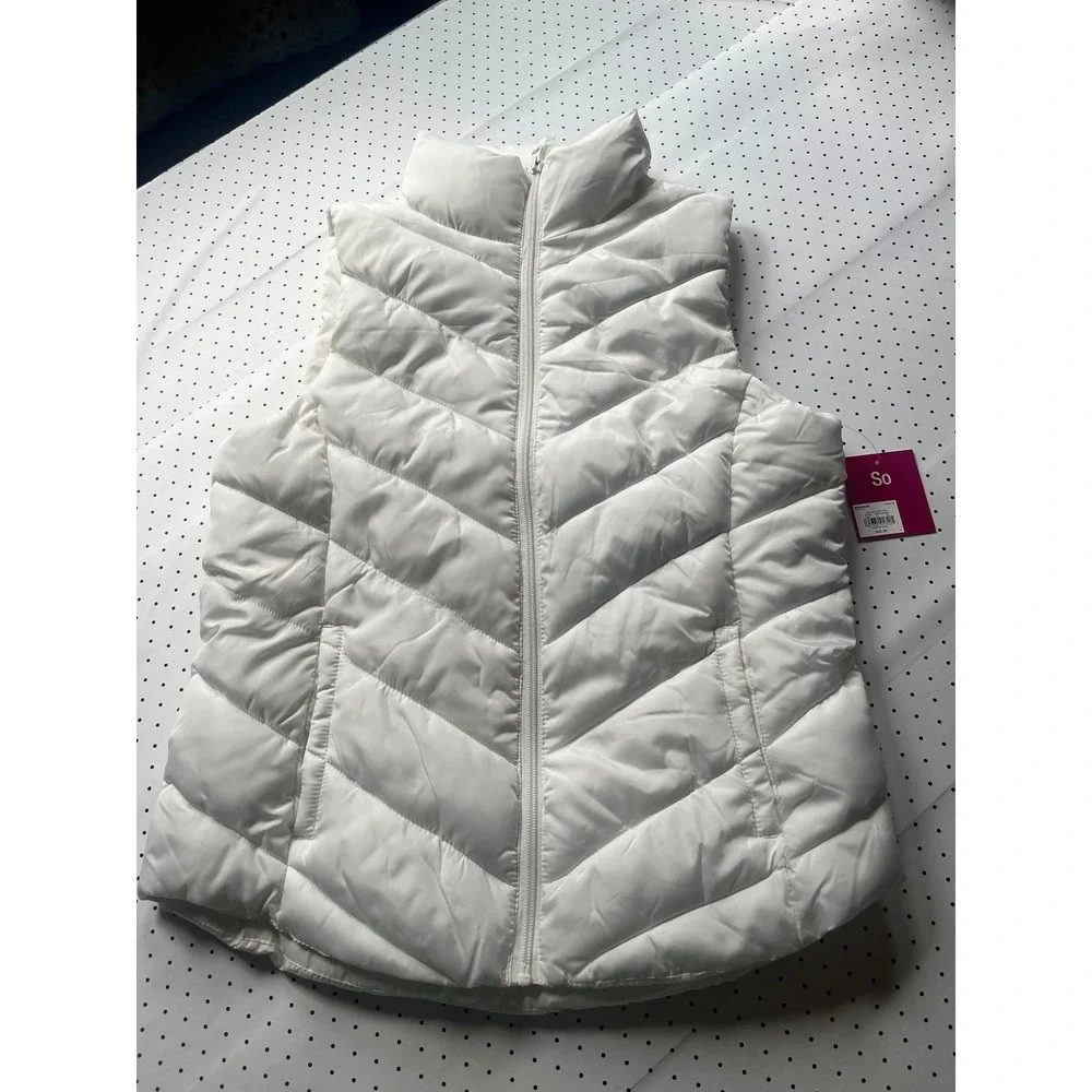 Womens Puffer Vest Coconut White Quilted Full Zip Mock Neck JG94Z002RS Size M